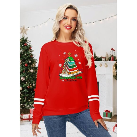 Women's Christmas Turkey Print Long Sleeve Top Cozy Festive Holiday Shirt - Picture 4 of 7